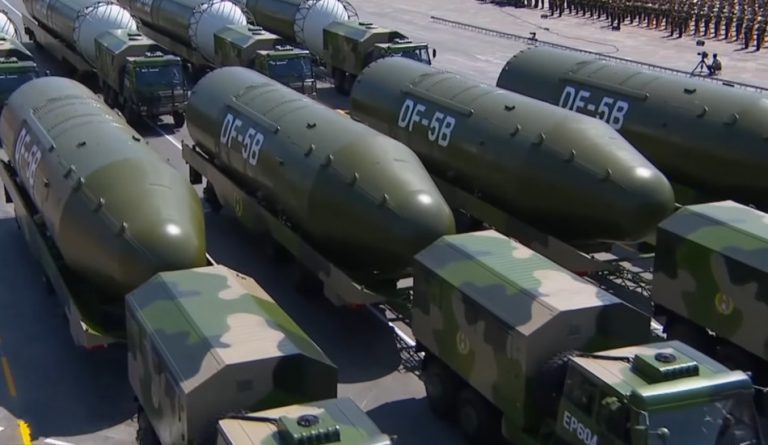 China showcases their DF-5 intercontinental ballistic missiles.