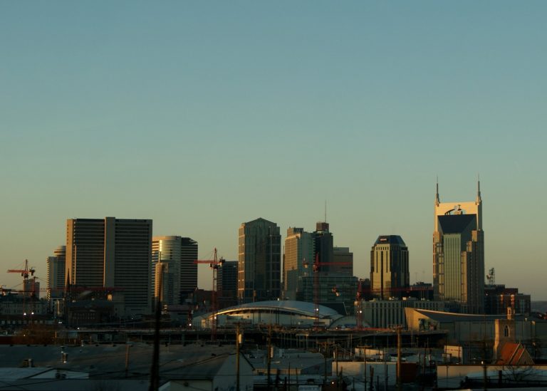 Nashville, Tennessee pictured on Jan. 28 2011. Driving along I-40W, snapped this shot of the Nashville skyline.