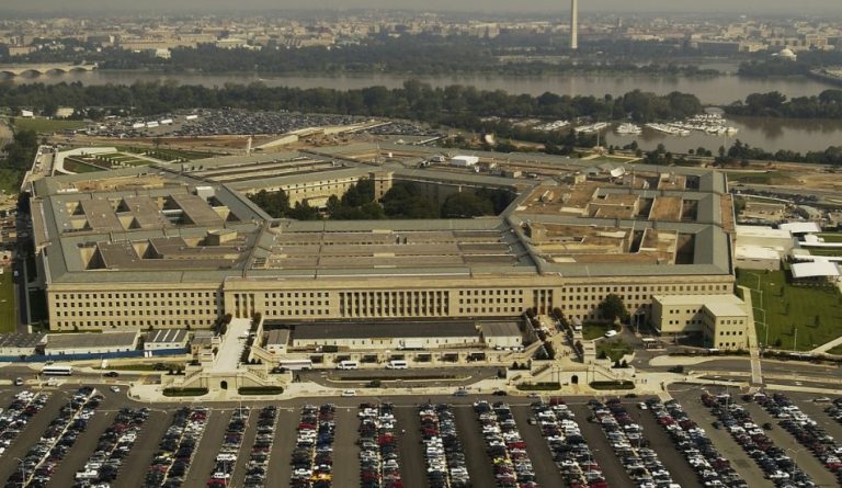 The Pentagon has removed 11 advisors from its Defense Policy Board. overhead view of the Pentagon outside Washington, D.C. trump administration