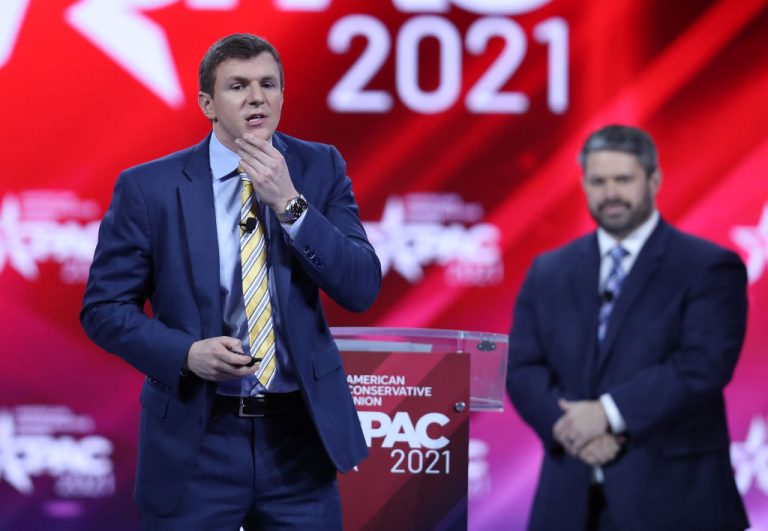 James O'Keefe, President, Project Veritas, addresses the Conservative Political Action Conference being held in the Hyatt Regency on February 26, 2021 in Orlando, Florida. Project Veritas prevailed in a Motion to Dismiss brought by New York Times in a defamation lawsuit resulting from the Times’ reporting on a piece Veritas released on ballot harvesting and Ilhan Omar’s campaign in Minnesota