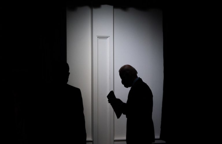 US President Joe Biden leaves after speaking about the American Rescue Plan and the Paycheck Protection Program (PPP) for small businesses in response to coronavirus in Washington, DC, February 22, 2021.