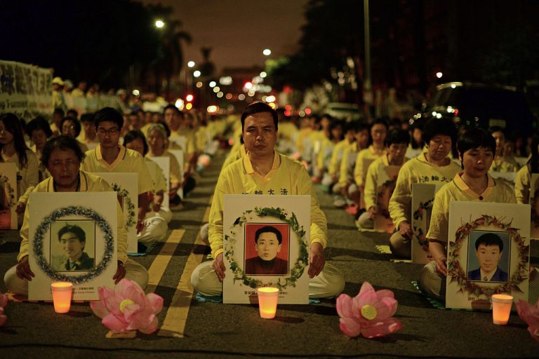 Members of Falun Gong (Falun Dafa) attend a silent protest outside of the Chinese Consulate on October 15, 2015 in Los Angeles, California. The Chinese Communist Party heavily targets the spiritual practice, which it has persecuted severely since July 20, 1999, in its efforts to pressure and silence overseas dissidents.