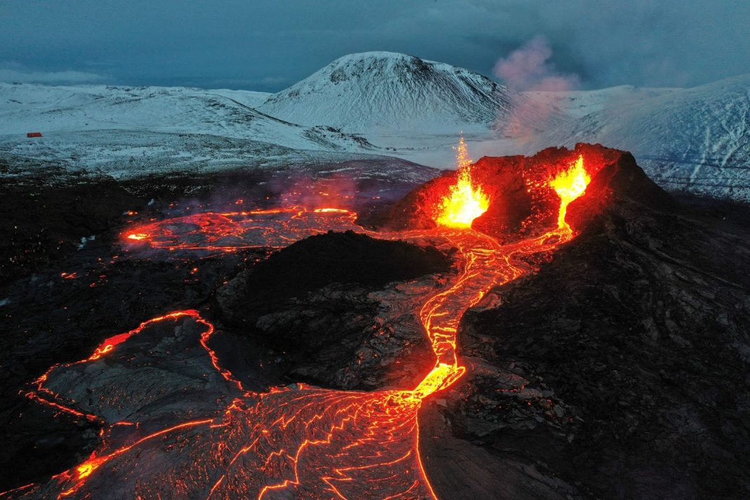 Volcanic Eruption In Iceland’s Glowing Lava Fountains Seen From Space