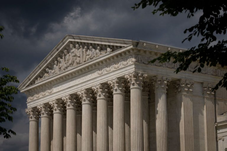 Clouds are seen above The U.S. Supreme Court building on May 17, 2021 in Washington, D.C. The Supreme Court said that it will hear a Mississippi abortion case that challenges Roe v. Wade. They will hear the case in October, with a decision likely to come in June of 2022.