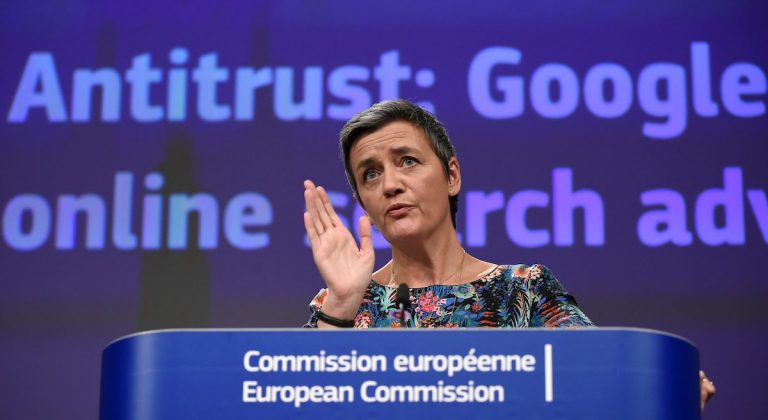 EU Commissioner of Competition Margrethe Vestager gave a joint press on Antitrust: Google online search advertising at the EU headquarters in Brussels on March 20, 2019, after Google was slapped with a fine over unfair competition. This month, Google was forced to change its marketing practices after French authorities called out foul play.