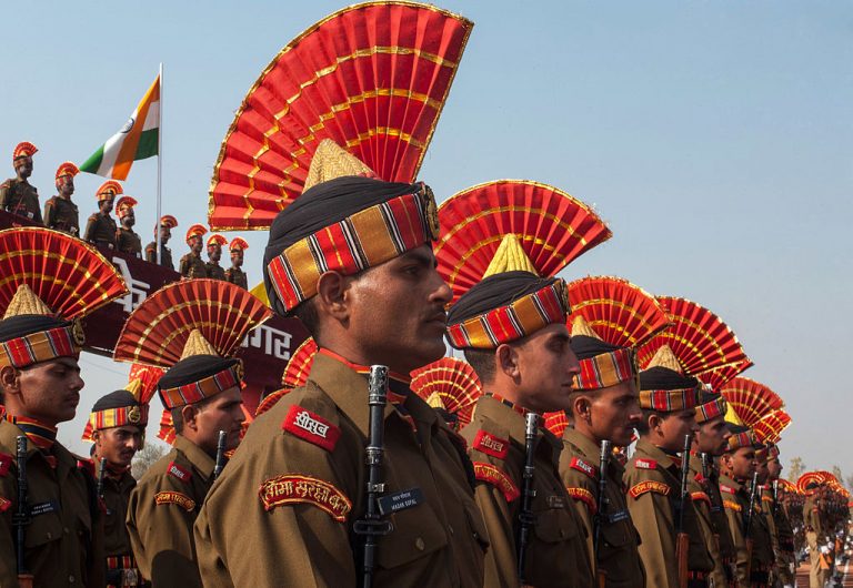 Border Security Force Recruits Graduation Ceremony SRINAGAR, KASHMIR, INDIA - Indian Border Security Force (BSF) soldiers stand in formation during their induction parade on November 16, 2013 in Humhama, on the outskirts of Srinagar. In 2013, India had already close to a million soldiers posted in Jammu and Kashmir, making the disputed Himalayan region one of the most militarized zone in the world