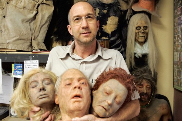 Special effects makeup artist Mathew Mungle poses with some of his creations in his studio in North Hollywood, California on October 30, 2006. While Mungle made his creations for the popular crime drama CSI, the Pentagon’s contractors use similar technology and methodology to create security and biometrics-passing technology, but much more sophisticated and advanced. 