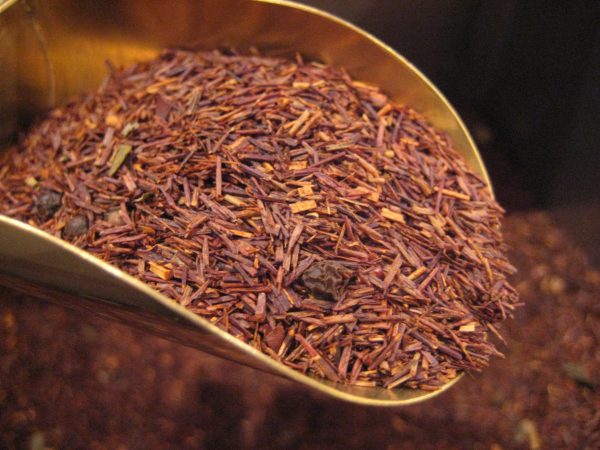 The red, needle-like leaves of Rooibos make a flavorful tea on their own but also blend well with other dried herbs and berries.