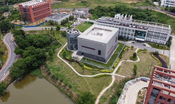 This aerial view shows the P4 laboratory (C) on the campus of the Wuhan Institute of Virology in Wuhan May 13, 2020. The world is becoming more clear about the origin of SARS-CoV-2 being none other than the Chinese Communist Party’s only Biosecurity Level IV laboratory.