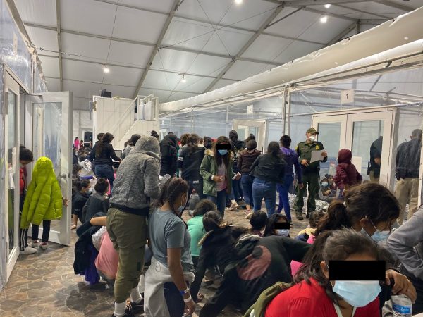 Images showing migrants in close quarters at the temporary Donna immigration facility in Texas. Positive COVID-19 cases, as well as sexual and physical assaults, were reported by whistleblowers. 