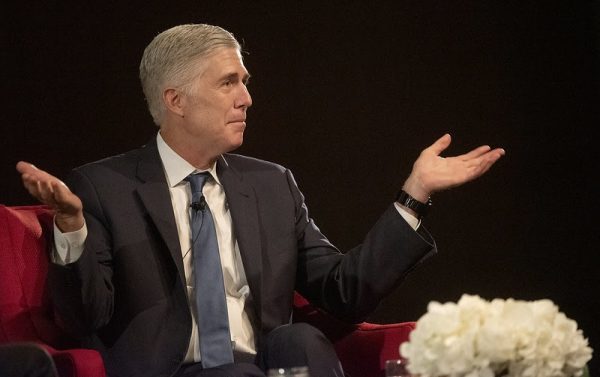Justice Neil Gorsuch speaks at the LBJ Presidential Library on Sept. 19, 2019. Gorsuch joined his peers, Justices Clarence Thomas and Samuel Alito, in dissent against the High Court’s decision. Alito and Gorsuch argued a decision ‘would provide invaluable guidance for future elections.’ 