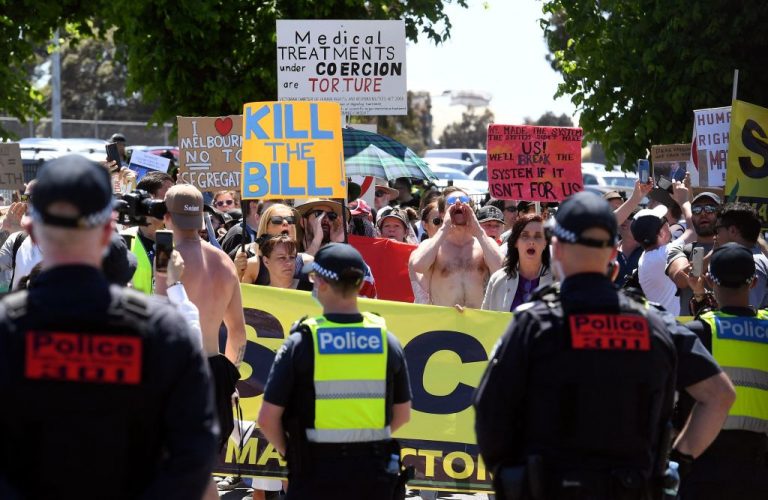Melbourne-Flemington-Race-House-lockdown-protesters-Anti-vaccination-Australia-protes-COVID-19-Getty-Images-1236287003