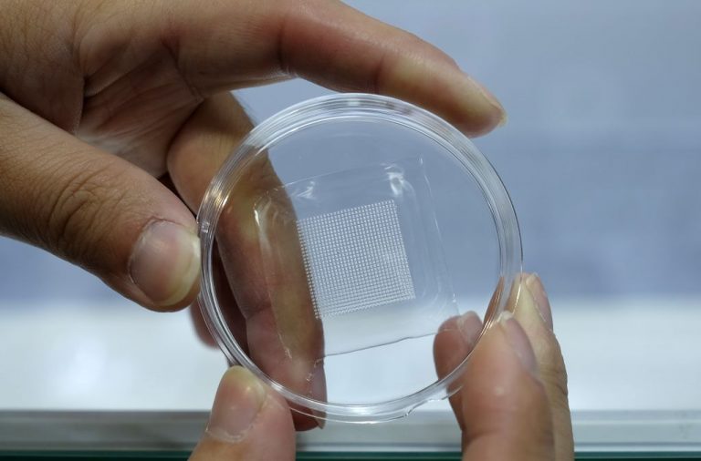 A microneedle patch from a Taiwan tradeshow. A UK company with a U.S. subsidiary will begin phase 1 clinical trials in Switzerland of a microneedle patch COVID vaccine targeting T-Cell response in January of 2022.