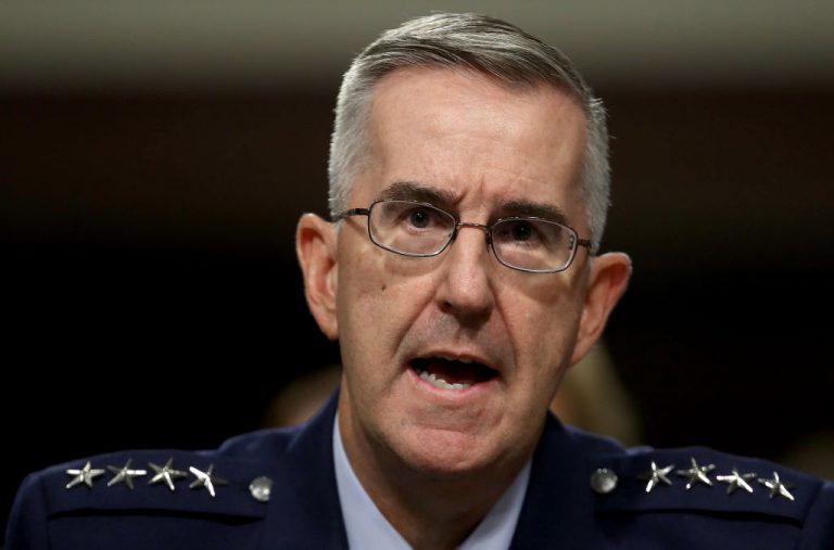 U.S. Air Force Gen. John E. Hyten testifies before the Senate Armed Services Committee on his appointment as the next Vice Chairman Of The Joint Chiefs Of Staff July 30, 2019 in Washington, DC.
