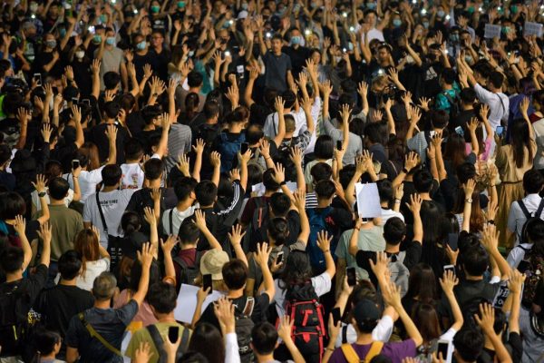 Hong Kong’s flash mobs and youth protests are a huge threat to the Chinese Communist Party because they may ‘destabilize’ communist China’s own large rural youth population. In this photo, flash-mob rallies broke out in Hong Kong on Oct. 2, 2019 as anger mounted over police shooting a teenage protester.