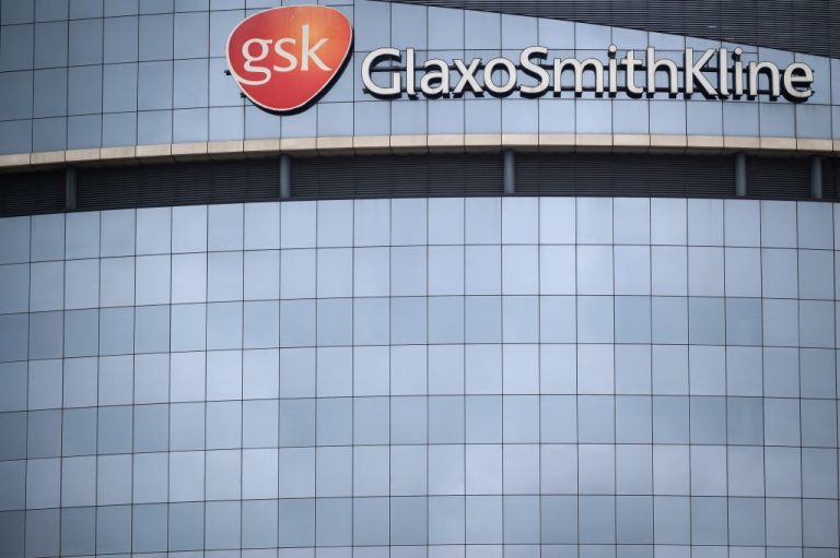 A general view of the exterior of the GlaxoSmithKline offices on October 07, 2021 in the Brentford area of London, England.