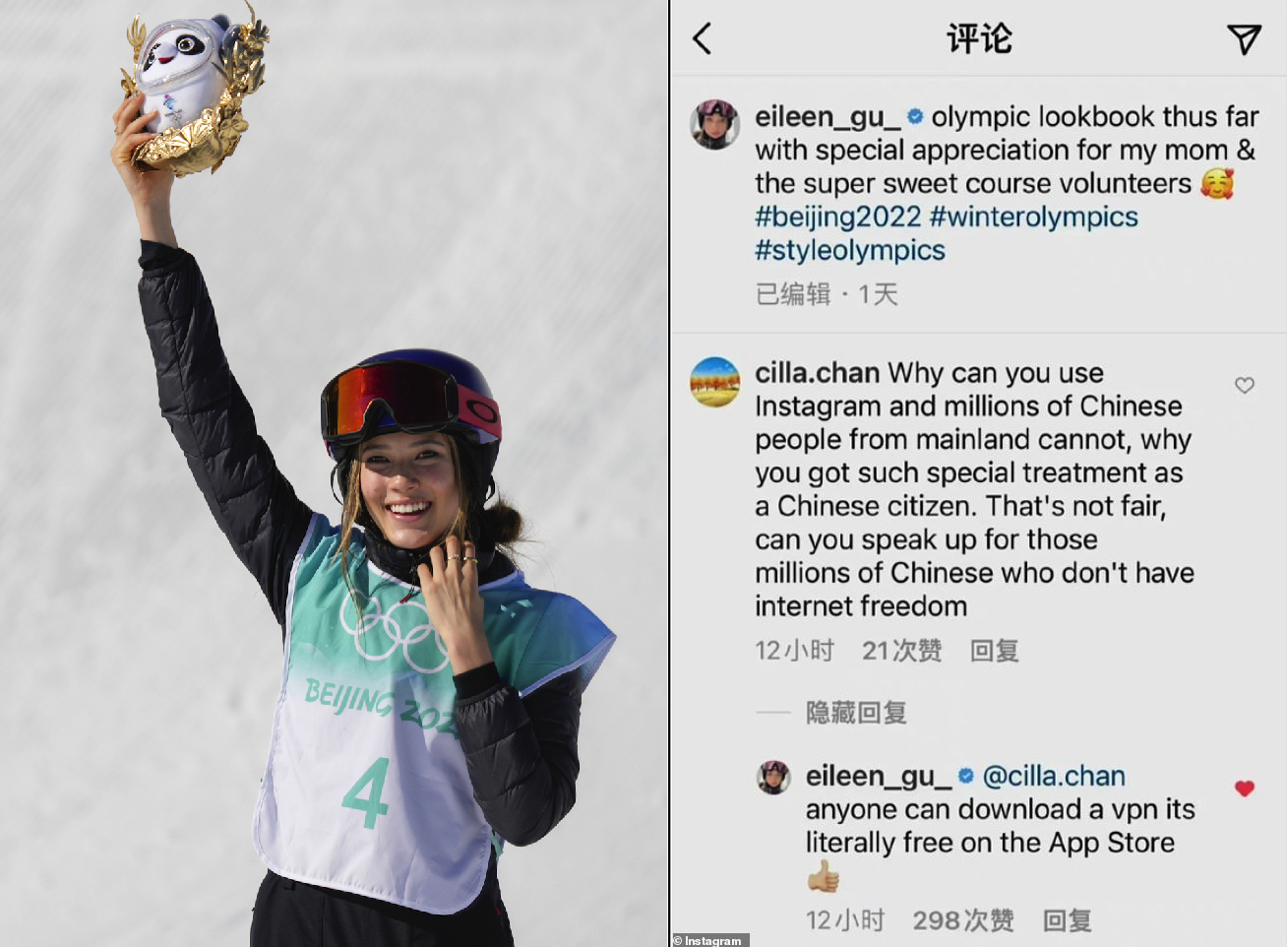 Gold Medalist Eileen Gu Says There's No Internet Censorship in