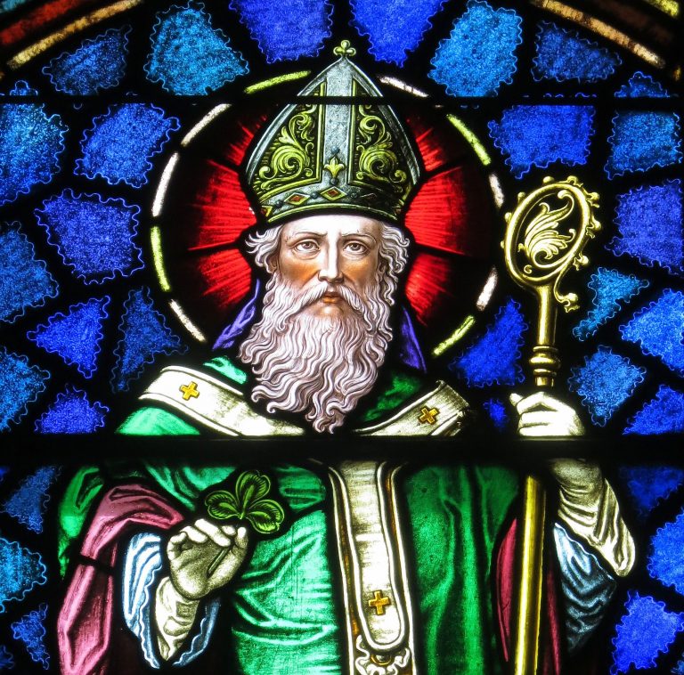 Saint-Patrick-in-Stained-Glass-Wikimedia-Commons
