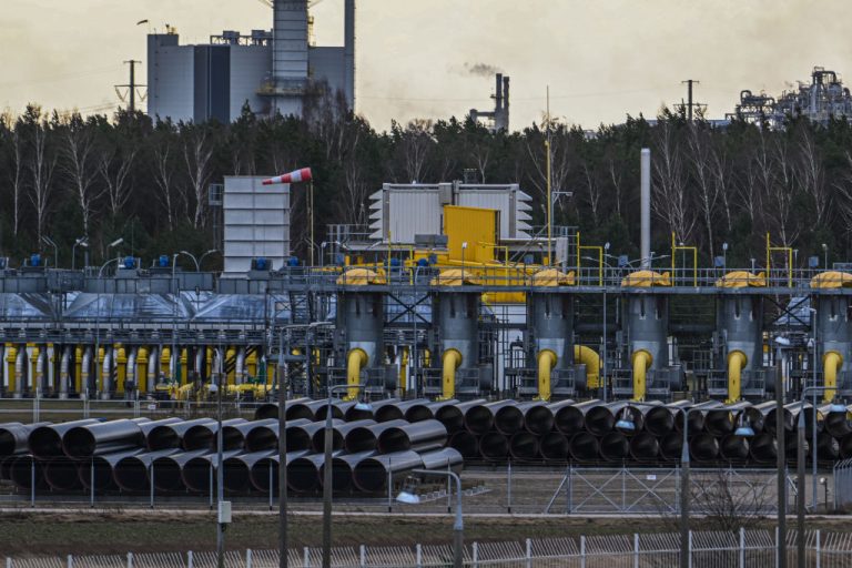 A physical exit point and compressor gas station of the Yamal–Europe gas pipeline in Poland. The 4,107-kilometer Yamal–Europe pipeline provides 40% of the natural gas to Europe, connecting Russia's Yamal Peninsula natural gas fields with Poland and Germany through Belarus.