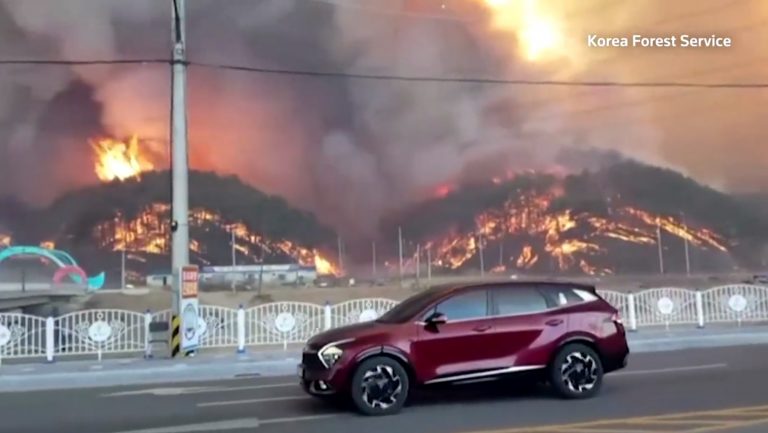 A large and rapidly spreading wildfire in South Korea threatened the Hanul Nuclear Power Plant and its six reactors on March 4.