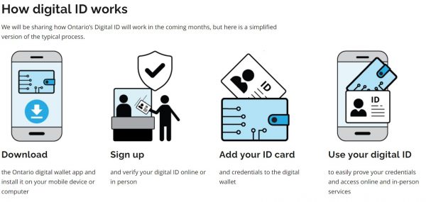 A four point breakdown of how Ontario’s Digital ID will work for citizens required to utilize it to live in society.