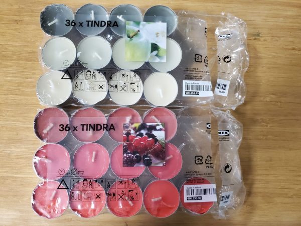 The IKEA Tindra scented tealight product line, circa 2007. These are bigger, heavier, and came in a package of 36 instead of 30.