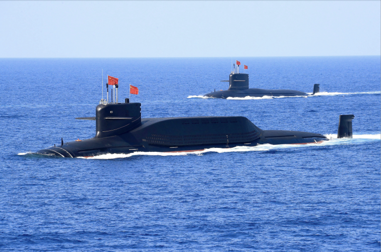 A nuclear-powered Type 094A Jin-class ballistic missile submarine of the Chinese People's Liberation Army (PLA) Navy is seen during a military display in the South China Sea April 12, 2018. Picture taken April 12, 2018. (Image: Screenshot / REUTERS)