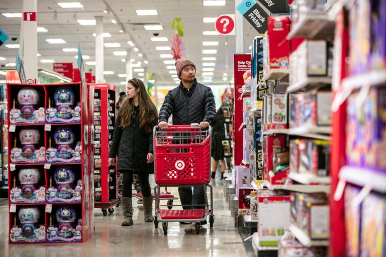 People shop at a Target store during Black Friday sales in Chicago, Illinois