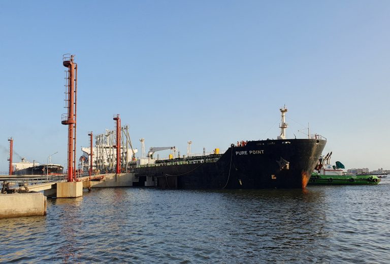 a-russian-oil-cargo-pure-point-carrying-crude-oil-is-seen-anchored-at-the-port-in-karachi-pakistan-june-11-2023