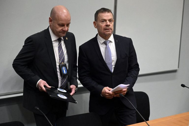 detective-superintendent-risto-lohi-and-robin-lardot-director-of-the-national-bureau-of-investigation-nbi-of-finland-attend-a-press-conference-in-vantaa-finland-on-october-11-2023-about-the-investigations-of-the-baticconnector-gas-pipeline-damage