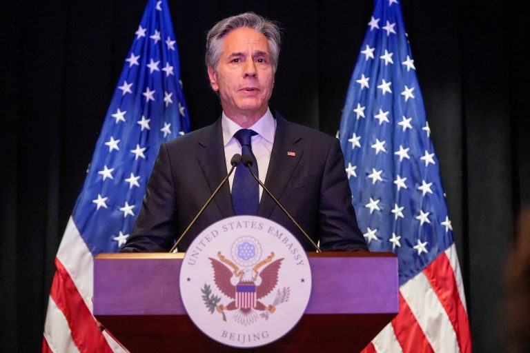 us secretary of state antony blinken at press conference in beijing china on april 26 2024