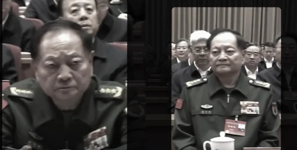 Zhang Youxia appearing at separate public events with differing facial expressions.