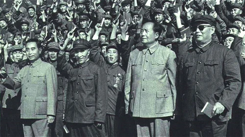 Ye Jianying stands with Mao Zedong during China’s 1966 National Day celebrations.