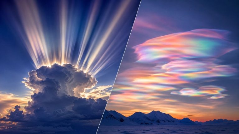 crown flash and nacreous clouds